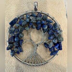 2" Tree of Life Lapis Lazuli Gemstone Third Eye Chakra Pendant